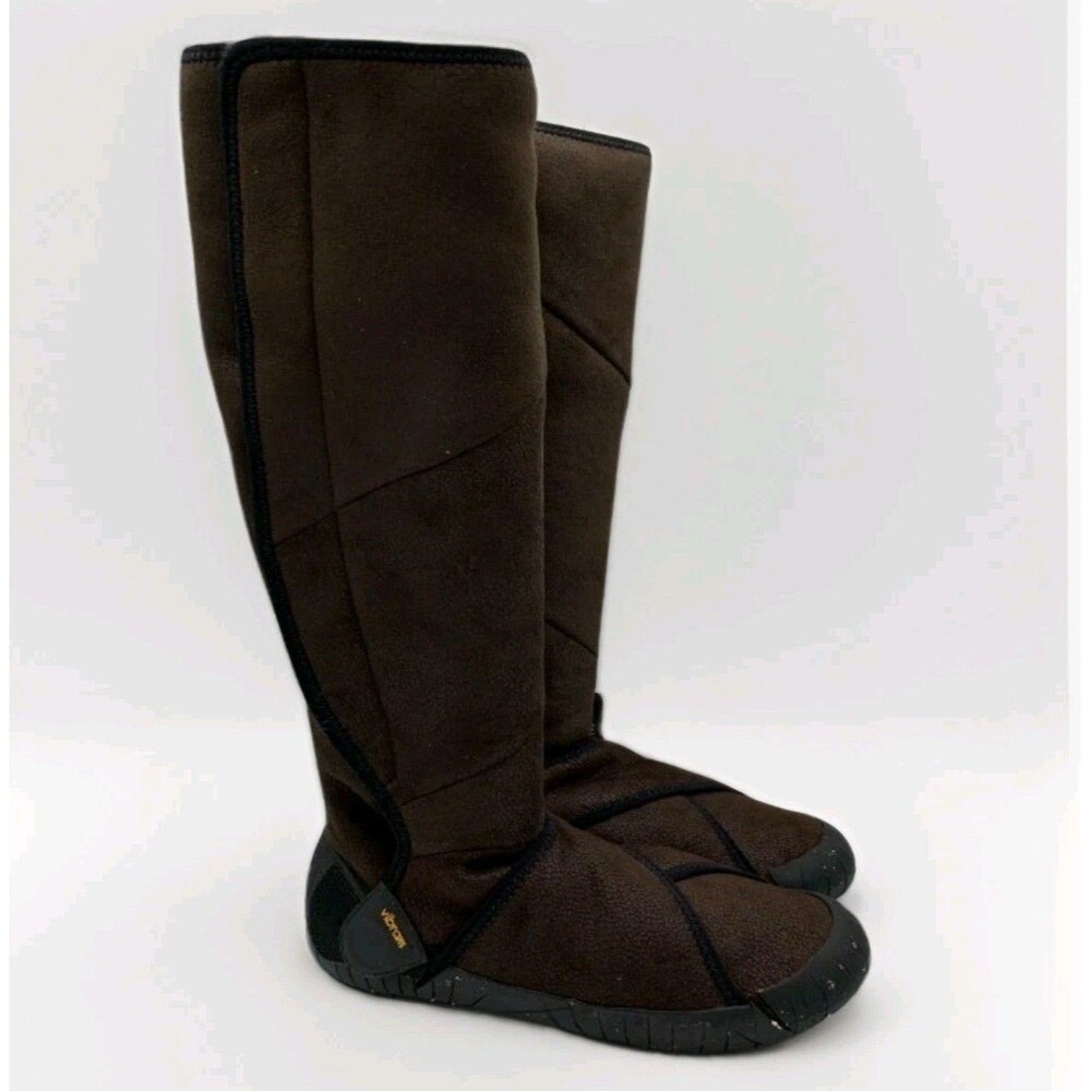 Vibram Furoshiki Shearling High Boots Womens 38-39 US 7-8 Dark Brown Wrap NEW